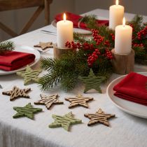 Product Wooden Stars Christmas Table Décor Green Ø4cm 72 pcs