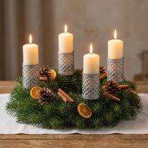 Product Stick candle holders, silver-grey, Ø22mm, H10cm, 4 pieces