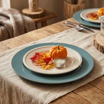 Product Decorative plate plastic decorative plastic plate petrol brown Ø33cm
