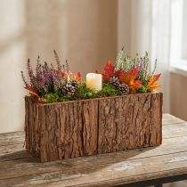 Product Oblong wooden planter box, pine bark flower box, 27×10cm