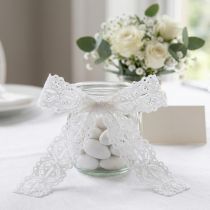 Product Decorative cotton ribbon with lace pattern on a roll for DIY and decoration, 25mm wide, 10m long