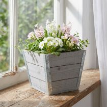 Product Flower box wooden planter shabby chic gray 19x19x15.5cm