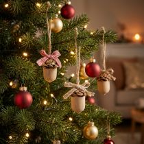 Product Christmas Decoration Acorn Wooden Christmas Pendant 5cm 12 Pcs