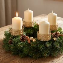 Product Floral candle holders for sticking Golden Ø8.8cm H13.7cm 4 pcs Antique look