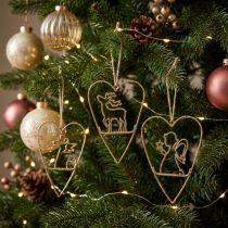 Product Christmas tree decorations heart metal hearts decoration golden 12cm 6pcs