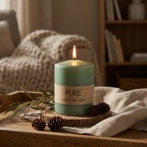 Product PURE pillar candle green emerald Wenzel candles 90/70mm