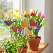 Product Spring decoration flower plug wooden bird decoration 28cm 18 pcs