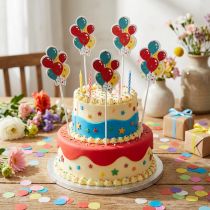 Product Flower Stick Bouquet Decoration Cake Topper Balloons Colorful 26cm 15 Pcs