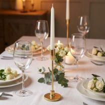 Product Gold taper candle holder, metal candlestick, 20cm high
