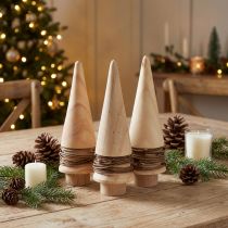 Product Mini Christmas Tree Wooden Decoration Natural Table Decoration H13.5cm 3 pcs