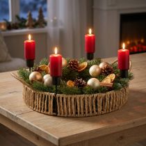 Product Decorative tray wood natural metal candle holder black Ø30cm