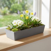 Product Versatile grey plastic plant pot – rectangular, 37cm – ideal for indoor and outdoor gardening
