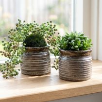 Product Decorative ceramic planter, metallic brown/grey, 10.5 x 10 cm, 2 pieces