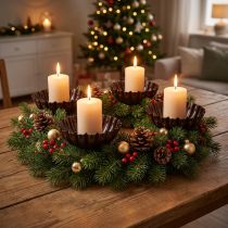 Product Candle holder vintage cake tin dark brown Ø11.5cm 4pcs