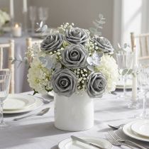 Product Foam-Rose Ø6cm Grey 27 pcs