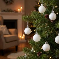 Product Christmas tree decorations Christmas ball white 3 cm 14 pieces