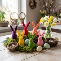 Product Flocked rabbit, colorful, 13cm high, assorted, 6 pieces