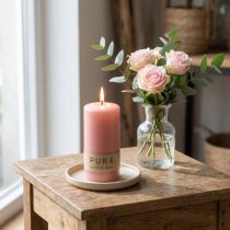 Product PURE pillar candle 130/60 decorative candle pink natural wax