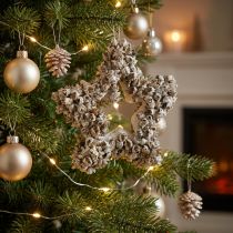 Product Star for hanging, Christmas decoration, white, glitter, Ø15cm