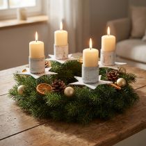 Product Star candle holder for sticking metal white shabby chic 6cm 4pcs
