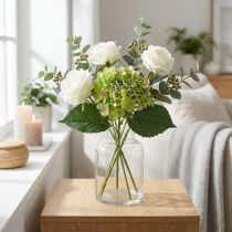 Product Artificial hydrangea, flower decoration, silk flower green L44cm