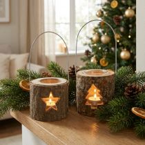 Product Tealight holder for hanging Tealight holder wood 7.5cm 2pcs