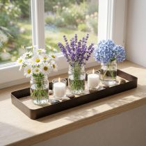 Product Decorative tray metal wood metal tray wooden base 40x13x3cm