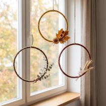 Product Decorative colored ring, jute loop, yellow, ochre, brown, Ø20cm, 9 pieces