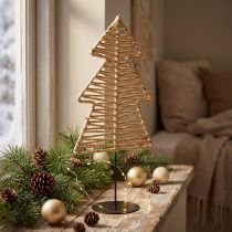 Product Decorative Christmas tree metal raffia natural black 21x11,5x45cm