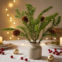 Product Artificial fir branch with natural cones, jute Christmas decoration, 28cm, set of 4 pieces