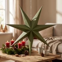 Product Decorative star made of paper and jute for hanging, a festive eye-catcher.