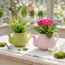 Product Ceramic Decorative Teapot Planter Pink Green 19.5×13.5×11cm 2 pcs