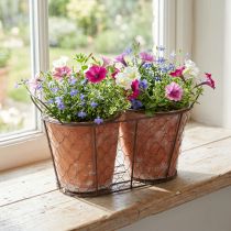 Product Flowerpot ceramic wire basket brown terracotta L38.5cm
