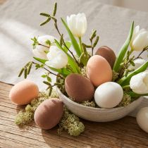 Product Easter Eggs Small Flocked Peach Brown White H4cm 15 Pcs