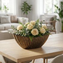 Product Oval plant pot Planter with grooves Anthracite Gold 24 cm