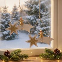 Product Angel on shooting star, Christmas decoration to hang, Advent White, Golden H13cm W21.5cm 2pcs