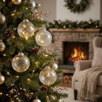 Product Christmas balls glass clear Christmas tree balls Ø10cm 3pcs