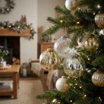 Product Vintage Christmas balls glass with pattern Ø10.5cm 3pcs