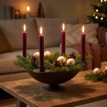 Product Decorative bowl candle holder rod candle holder metal brown Ø34cm