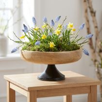Product Bowl with foot, wood and metal, natural black, Ø20cm, H10cm
