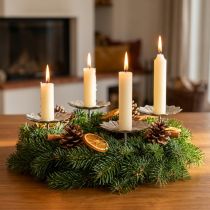 Product Vintage candle holder grey for sticking Ø11cm H8.5cm 4pcs
