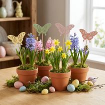 Product Decorative butterflies on sticks for creative and seasonal decoration, 8cm, 16 pieces