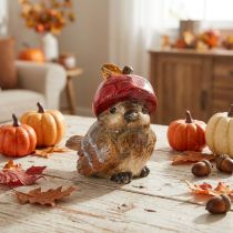 Product Decorative bird figurine with red apple cap, autumn decoration, 13cm