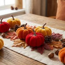 Product Decorative pumpkin set made of velvet in three colors, mini pumpkins 5cm, 12 pieces