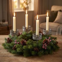 Product Candle holder silver antique Ø7cm H12cm 4pcs