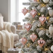 Product Tree decoration heart pink made of glass 3 cm 20 pcs