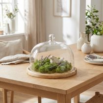 Product Glass dome on Wooden Plate Bell Dome Ø22cm H16,5cm