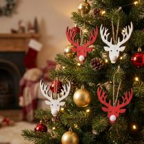 Product Reindeer hanger red, white 6.5cm x 7.5cm 8pcs