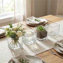 Product Glass cubes clear 12cm x 12cm x 12cm 6pcs