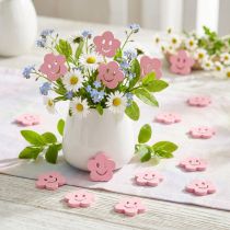 Product Wooden flower with face pink 2.5cm 48 pcs